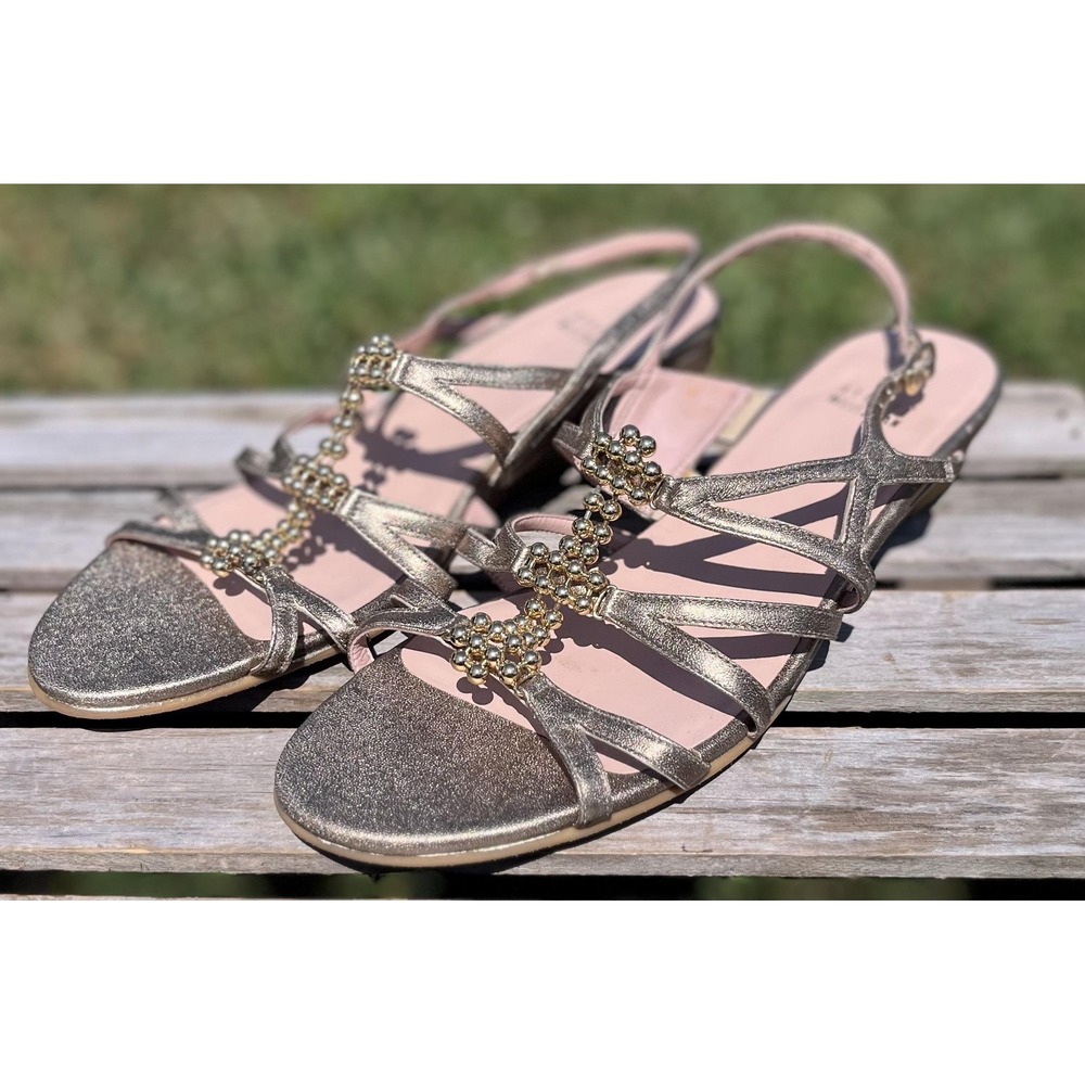 Stuart Weitzman Shoes Womens Size 10.5 M Strappy Glitter Slingback Sandals Dress